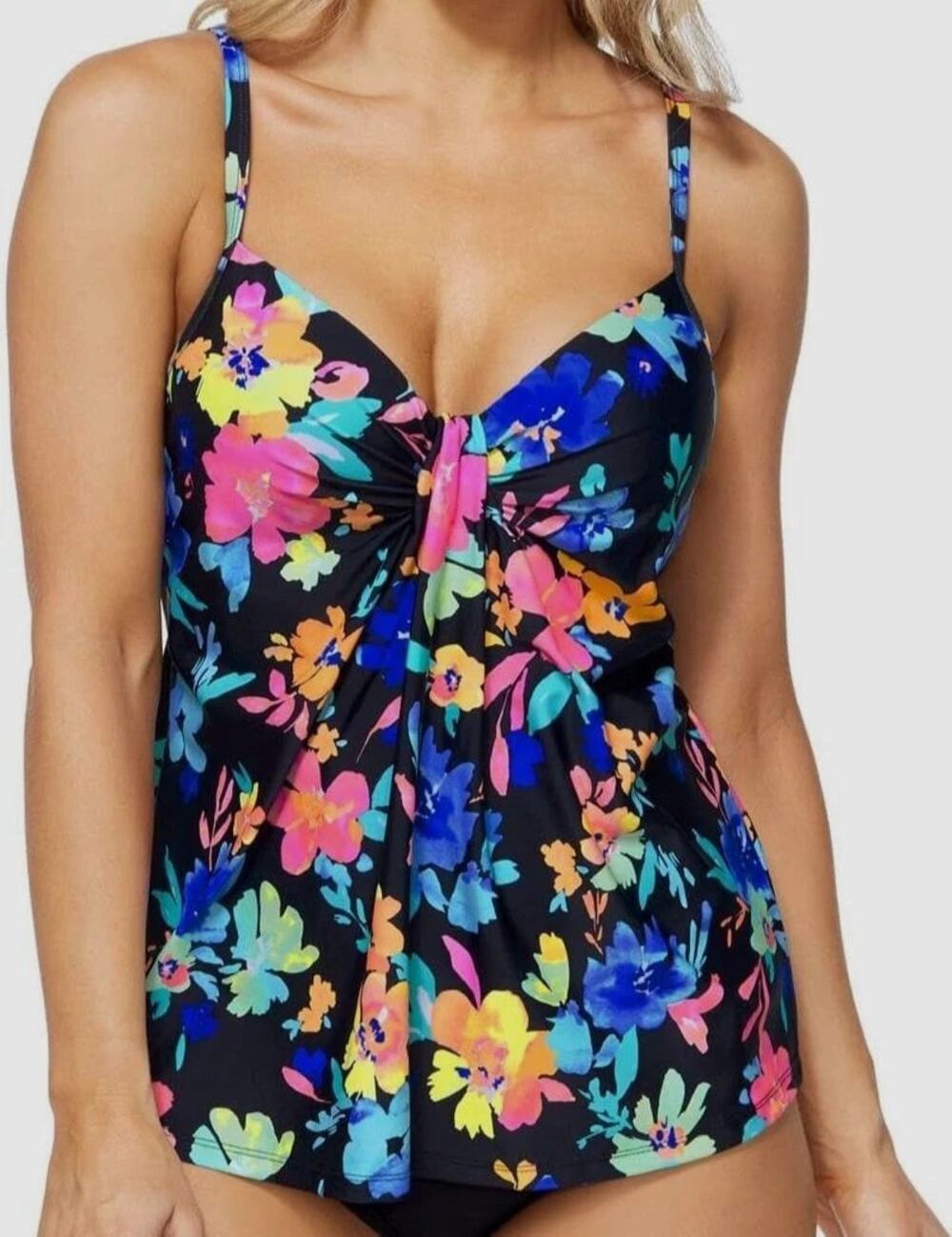 NWOT Island Escape Floral Underwire Tankini Swim Bathing Suit Top Women's 20W